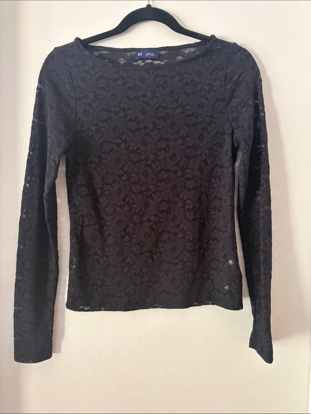 GAP Black Lace Long Sleeve Top